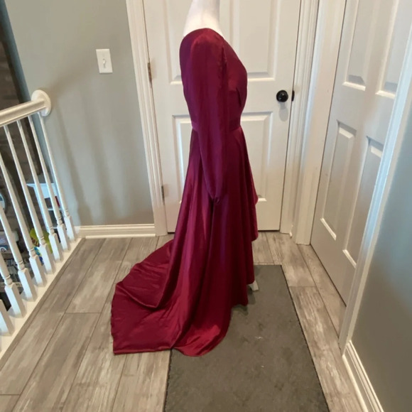 Mac Duggal Ieena High-Low One-Shoulder Gown Berry 16892 - Picture 11 of 15